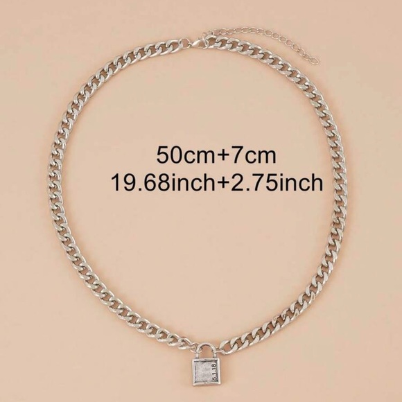 Chunky Silver Padlock Necklace - Picture 5 of 6